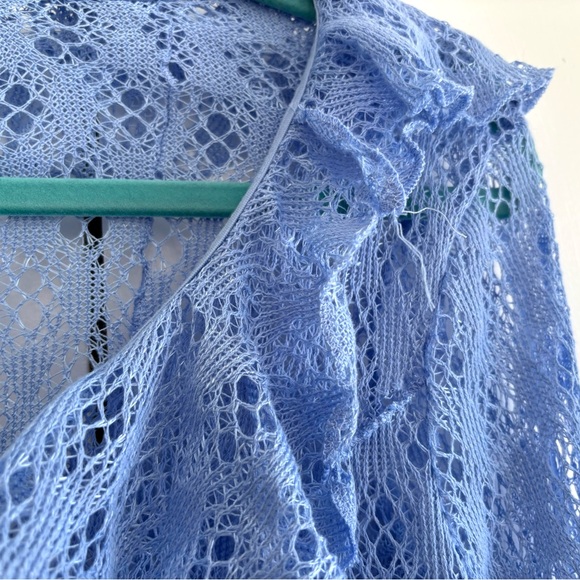 Urban Outfitters UO Gossamer Crochet Flyaway Top in Blue Size Small - Picture 6 of 15